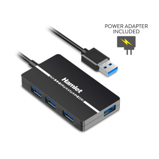 HAMLET HUB USB 3.0 SLIM A 4 PORTE CON ALIMENTATORE